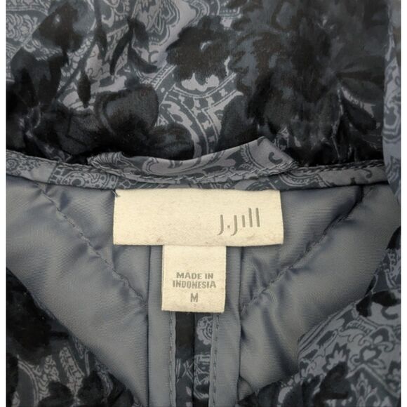 J.Jill Blue Floral Paisley Quilted Puffer Vest Button Front Pockets Fall Comfy M - Picture 9 of 11